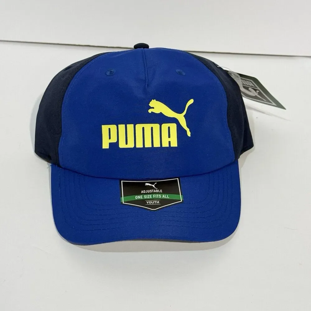 Puma NWT kids hat Adjustable Puma youth cap in blue with yellow details